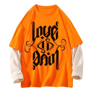 Antiarrugas 100% algodón serigrafiado Patchwork hombre manga larga DTG estampado camisetas hombres camiseta de gran tamaño para hombres - Product Image 3