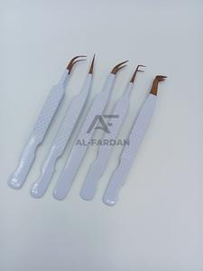 Pinzas profesionales para pestañas con agarre de diamante de acero inoxidable logotipo personalizado extensiones de pestañas de oro rosa blanco belleza volumen puntiagudo - Product Image 5