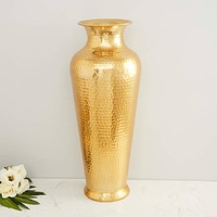 Vase à fleurs artisanal en laiton martelé doré et aluminium, décoration d'intérieur, vase de table pour mariage, design côtier de haute qualité