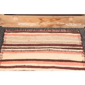 Tapis turc 2,7 x 2,4 pieds, petit tapis vintage, tapis rayé beige - Product Image 2