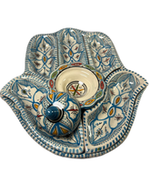 Set de trempage et de service Khmisa 7 pièces fait à la main bleu ciel assiettes et plats marocains peints à la main ensembles de cuisine