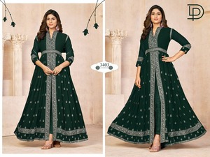Heavy Fox Georgette Sherwani Winter Wear Suit avec fond Santoon et mousseline de soie Dupatta Multi-Thread Embroidery Work Salwar Style - Product Image 5