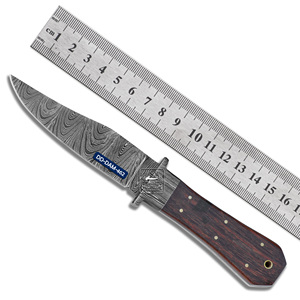 Custom Handmade Hunting Knife DD-DAM-459 Damascus Steel Blade <b>Drop</b> Point 4mm Damascus Bolsters Wenge Wood Handle Embossed - Product Image 4