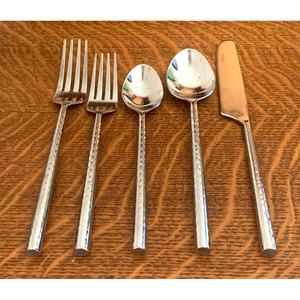 Argenterie Couteau à dîner Cuillère & Fourchette Acier inoxydable Plaqué Argent Noir Manche rustique Argenterie Cuillère et Fourchette Set - Product Image 2