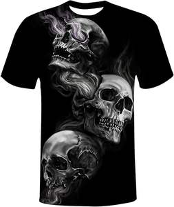 Custom 100% Polyester Microfiber Sublimation O-Neck for Men Breathable Anti-Wrinkle Quick Dry Streetwear <b>Skulls</b> Pattern <b>T</b>-<b>Shirt</b> - Product Image 1