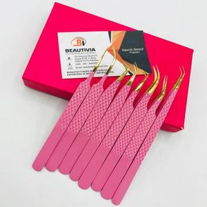 Agarre de diamante de oro rosa Agarre fuerte Pinzas de extensión de pestañas de acero sostenible Pinzas de pestañas profesionales Puntas de volumen puntiagudas - Product Image 1