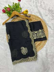 Sari en soie pure, douce et élégante, de style royal, pour les occasions spéciales, de conception indienne, dernier modèle, traditionnel, exclusif, pour les amateurs de mode - Product Image 5