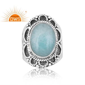 Newly Design Sterling Silver Natural Amazonite Gemstone <b>Statement</b> <b>Ring</b> Custom Jewelry For Women Gift For Her - Product Image 2