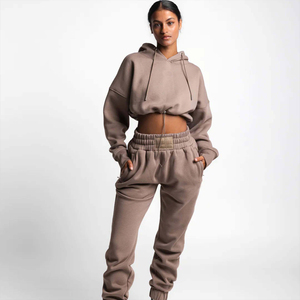 Pull à manches longues personnalisé pour femmes, couleur unie, sweat-shirt à capuche tricoté en coton Sport Streetwear - Product Image 4