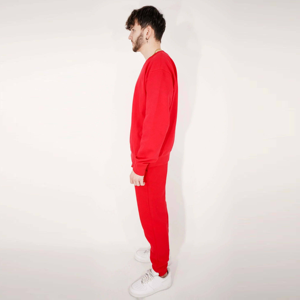 Conjunto de sudadera y pantalones deportivos rojos para hombre, de forro polar, dos piezas, informal, para estar en casa, atuendo deportivo, ropa de entrenamiento, ropa de calle de invierno - Product Image 3