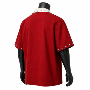 Camisa Oversize Personalizada para Hombre con Cremallera, Manga Corta, Corte Holgado, Estilo Urbano, Cuello con Tachuelas, Estampado de Logotipo, Venta al por Mayor OEM - Product Image 5