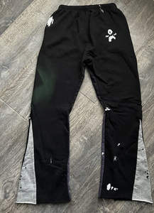 กางเกงวอร์มลำลองสำหรับผู้ชายกางเกงจ็อกเกอร์แบบซ้อนมีเชือกผูกเอวกางเกงวอร์มขาบานผลิตจากโรงงาน - Product Image 3