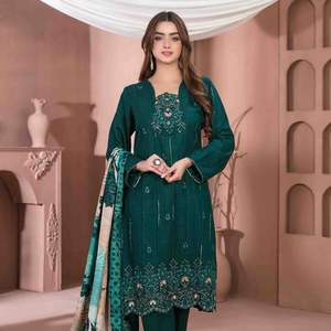 Haute Qualité Dames Salwar Kameez Robes Original En Cuir De Pêche Velours Rayures Châle Dernière Conception pour Adultes Plus Haut En Gros - Product Image 3