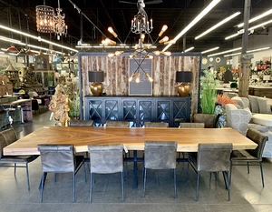 Bàn ăn gỗ óc chó kiểu rustic lớn 8 chỗ ngồi, mặt bàn gỗ saman nguyên tấm, dành cho nhà hàng, kết cấu gỗ chắc chắn - Product Image 3