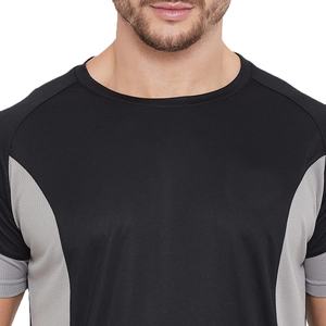 Venta al por mayor de los hombres de la moda deportes camiseta Jersey de algodón de manga corta cuello redondo Logo impreso bloque de color Slim entrenamiento de gran tamaño - Product Image 5