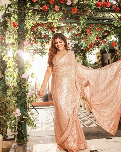 Tenue de mariage de qualité supérieure, bonne tenue, Double séquence, travail sur Georgette avec chemisier de travail lourd du fournisseur indien - Product Image 4