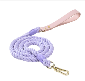 ชุดสายจูงสุนัขทำด้วยมือเชือกคอตตอนและหนังสีรุ้ง - Product Image 2
