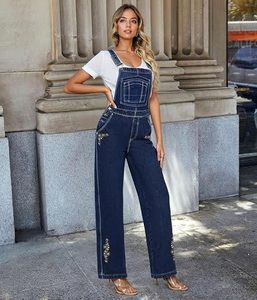 <b>Women</b> Denim Bib <b>Overalls</b> Adjustable Strap Loose Fit Casual Workwear Wide Leg Pants Spring Autumn - Product Image 4