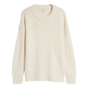 Pull en tricot de coton épais à col rond pour femmes, sweat-shirt surdimensionné de haute qualité pour l'hiver, logo personnalisé sur le devant, OEM - Product Image 5