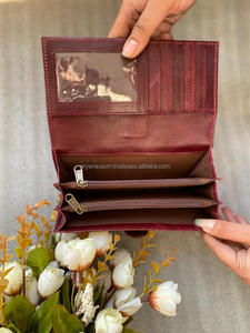 Cartera de mano de cuero genuino hecho a mano para mujer, Cartera de mano con tres pliegues, estilo informal, nuevo - Product Image 6