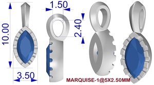 Rubí Marquesa Forma 10 MM Colgante Plata esterlina con rodio y chapado en oro Estilo romántico para regalo - Product Image 6