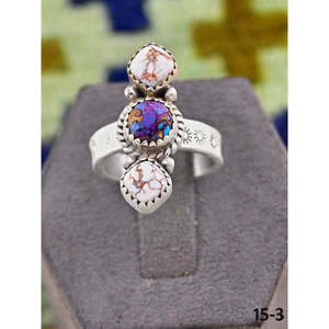 Bague artisanale du Sud-Ouest en magnésite violet dahlia et cheval sauvage avec argent sterling, ajustable, idée cadeau - Product Image 4