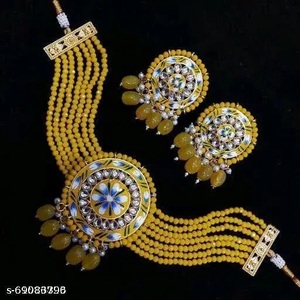 Fabricant indien plaqué or Kundan collier ras du cou ensemble de bijoux pour filles femmes vêtements de fête ethniques - Product Image 5