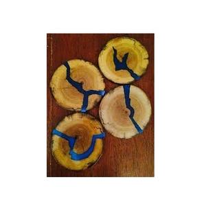 Posavasos único de madera y resina, posavasos redondo hecho a mano con textura natural para taza de té - Product Image 1