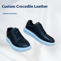 Chaussures de course pour hommes en cuir de crocodile 100 %, à lacets, respirantes, antidérapantes, légères, sportives, tendance printemps-automne