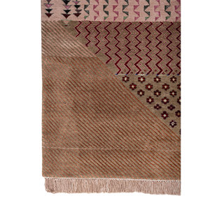 พรมไหมพรมผสมไหมไผ่สีเบจน้ำตาลลายปะติดปะต่อทรงสี่เหลี่ยมผืนผ้าสำหรับตกแต่งบ้าน ห้องนั่งเล่น และทางเดิน - Product Image 4