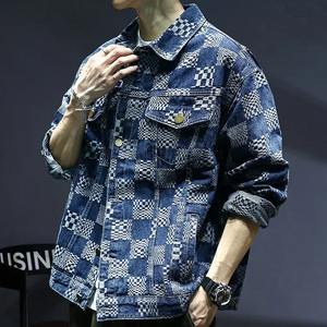 Veste chemise à carreaux rétro en flanelle pour hommes printemps automne décontracté coupe-vent à manches longues revers pour moto vêtements de course automobile - Product Image 4