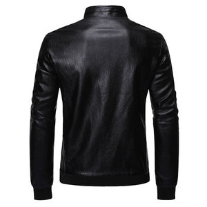 Veste en cuir pour homme, col montant, manches longues, style décontracté hiver 2024, dernier design, logo personnalisé, service OEM, style streetwear. - Product Image 2