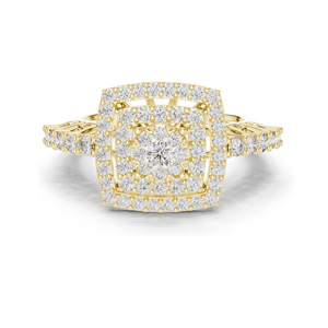 Anillo con Halo Floral de Diamantes Cultivados en Laboratorio, 0.88 CT en Total, Claridad VVS-VS EF, Disponible en Oro de 18K, 14K, 10K y Plata 925 - Product Image 3