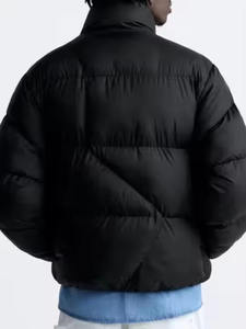 Chaqueta de invierno para hombre con logotipo personalizado de alta calidad, estilo Formal con cuello levantado y cremallera negra, ropa de calle acolchada - Product Image 2