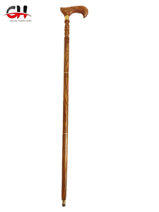 ไม้เท้าเดินด้ามไม้หัววินเทจทำจากทองเหลืองดีไซน์เนอร์สไตล์วิคตอเรียโบราณ - Product Image 4