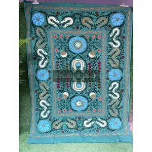 Colcha de algodão artesanal Gudari Suzani, colcha bordada à mão para decoração de casa, durável para todas as estações, ideal para sala de estar