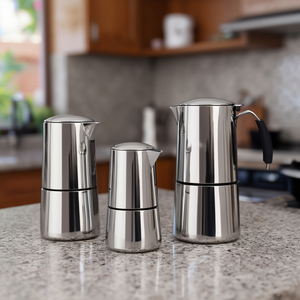 Cafetera Espresso OMNIA de 4 Tazas, Acero Inoxidable, Cromado Pulido, Diseño Italiano Clásico, Plateada, Modelo 0092N040ICC, Cafetera Mocha - Product Image 3