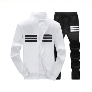 Basics algodón buen precio traje de sudor 2 piezas personalizado Unisex deporte Jogging trajes en blanco liso hombres ropa deportiva chándal - Product Image 5