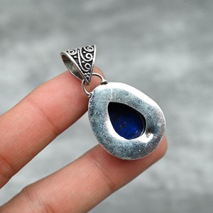 Pendentif Lapis Lazuli Pendentif en argent sterling 925 Pendentif en pierres précieuses Lapis Lazuli Bijoux en argent faits à la main Bijoux Lapis Lazuli Pour - Product Image 3