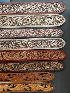 Custom Embossed Hand <b>Tooled</b> Leather Belts Ideal for Use As Leather Belts and Leather Straps with Embossing and <b>Engraving</b> - Product Image 2