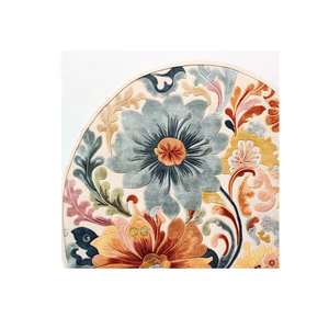 Elegante alfombra de área de flor de la vida abstracta moderna con mechones a mano intrincada hecha a mano para sala de estar u oficina - Product Image 3