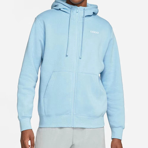 Sudadera con capucha básica de bolsillo de canguro con forro polar cómoda de algodón 100% transpirable cremallera completa dos bolsillos Color sólido Casual invierno - Product Image 1