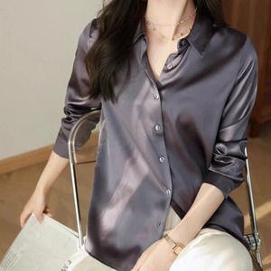 Premium Quality Casual Summer Shirts Stylish Full Sleeves Turn-Down <b>Collar</b> Shirt Polyester Woven Button Beading Women's Plain - Product Image 3