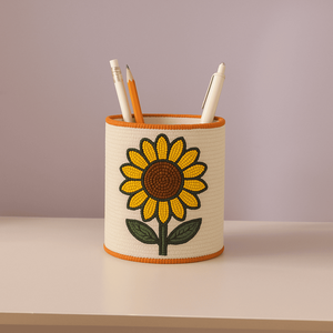 Organisateur de bureau écologique à broderie tournesol Support de papeterie décoratif pour la maison et le bureau Étudiants professionnels et cadeaux - Product Image 1