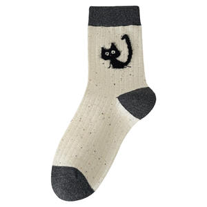 Outono nova moda bonito animais cão gato meias algodão completo desenhos animados mulheres meias - Product Image 5