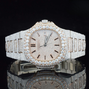 Venta al por mayor de fábrica esfera blanca con Bling Hip Hop redondo reloj automático de cuarzo para mujeres y hombres - Product Image 2