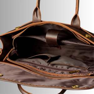 Genuine Leather Unisex Classic Waterproof Briefcase Laptop Bag Business Handbag Office Tote Messenger Shoulder Bag Daily Work. - Product Image 6