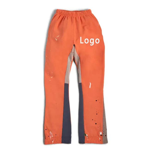 Pantalones de chándal acampanados salpicados con pintura de retazos para hombre, pantalones de chándal de pierna ancha holgados de estilo callejero, pantalones de chándal acampanados apilados - Product Image 3