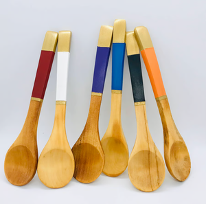 Juego de Cucharas de Madera de Mango Hechas a Mano con Mango Colorido (4 Piezas) - Product Image 2