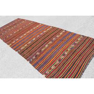 Tapis vintage, tapis turc de 5,1 x 13,1 pieds, tapis en laine bleu style sud-ouest - Product Image 4